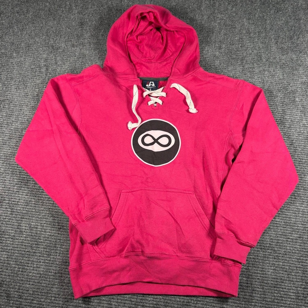 J. America Hoodie Unisex Small Pink Excellent Lace-Up Infinity Graphic Pullover